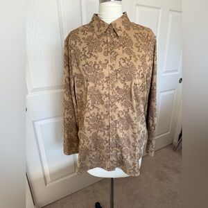 CHICOS Gold Jacquard Print Blouse